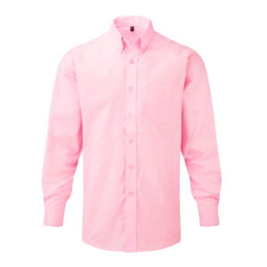 camisa en oxford manga larga rosada hombre